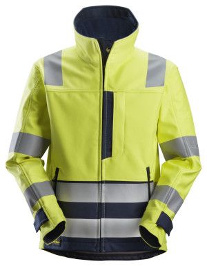 ProtecWork, Flammehemmende Softshelljakke, Klasse 3, FARGE: 6695 - High Visibility Yellow\Navy, STØRRELSE: STR: XS STANDARD