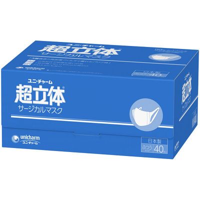 Cho-rittai Mask, 3 layers, white, size: M (Made in Japan) 1box 40sheet.