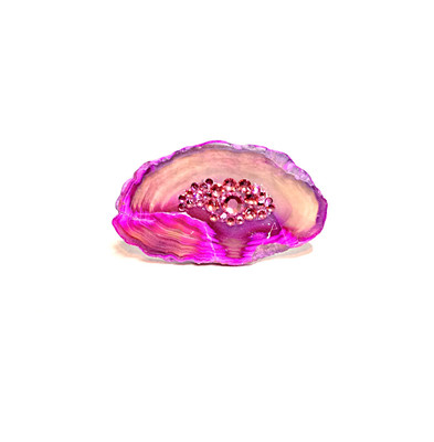 Pink Agate Ring w/Swarovski Rhinestones