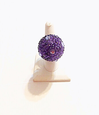 Purple Disco Ball Ring (Large) - Silver Ring - Adjustable