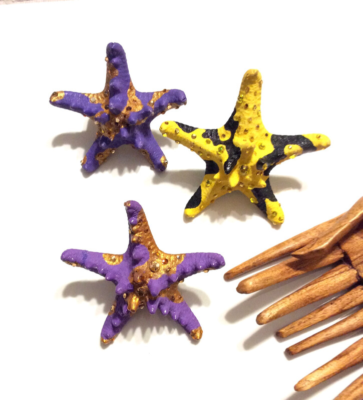 Purple and Gold Starfish Ring (MEDIUM)