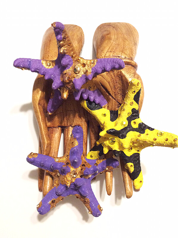 Purple and Gold Starfish Ring (MEDIUM)