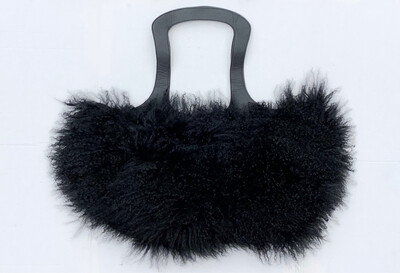 Curve - Black Mohair And Leather Handbag