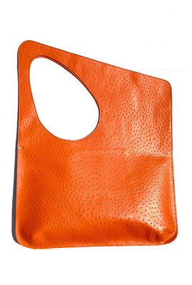 'Try-Angle Orange Ostrich Embossed Cowhide 