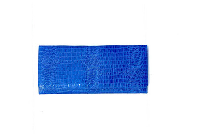 Electric Blue Croc Embossed Clutch