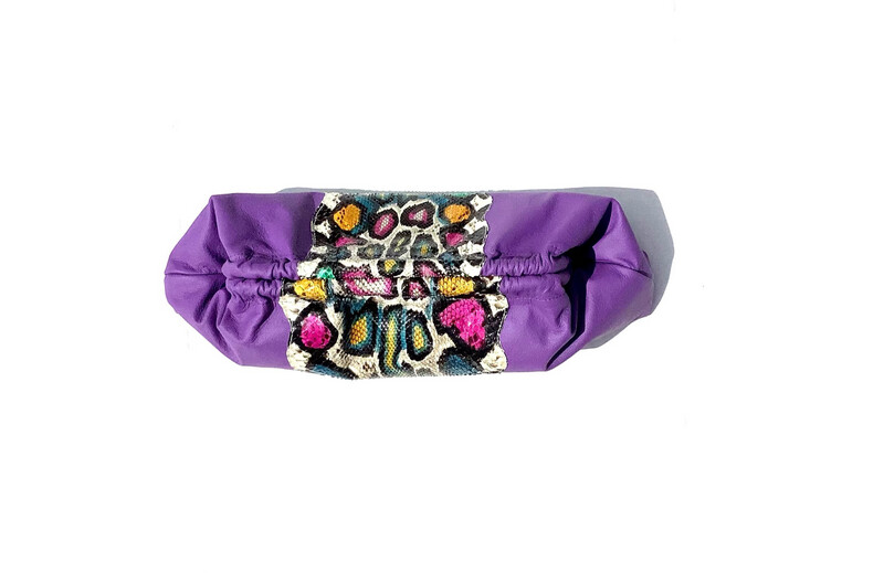 Inspired Vintage Clutch: Lisa Python and Purple Leather Glamour (small)