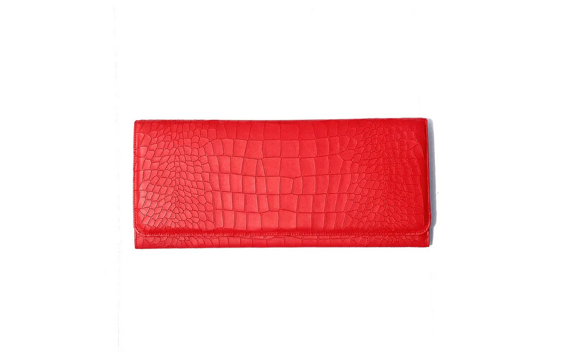 Red Croc Embossed Clutch