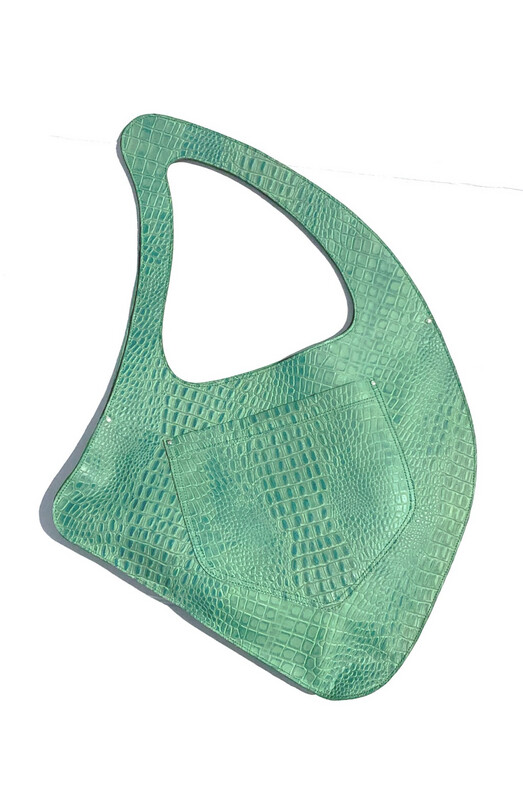 Shark Fin Emerald Alligator Embossed Handbag 