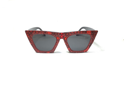 Red Glam Snakeskin Sunglasses