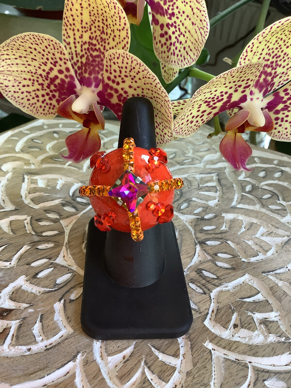  Queens Orange Crown Ring - Adjustable