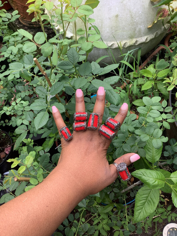 Red Coral w/Rhinestones 
