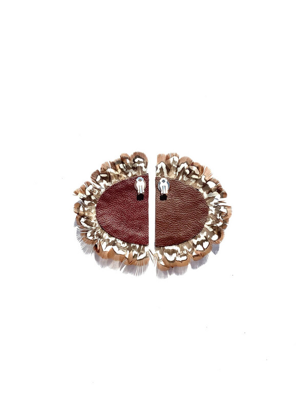  D Earrings Leather and Feather - Medium 