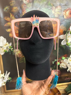Pink & Turquoise Crown Sunglasses