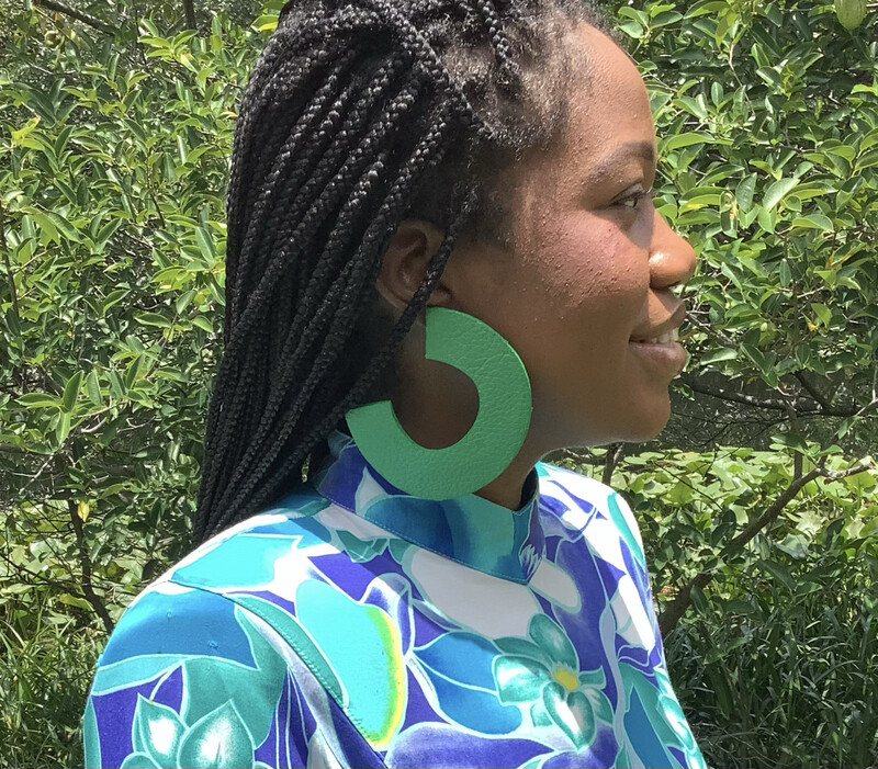 Option Green Leather Earrings Large