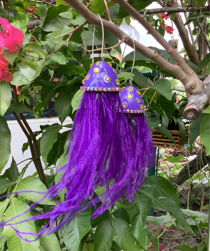Jellyfish Purple on Purple 1 Earrings