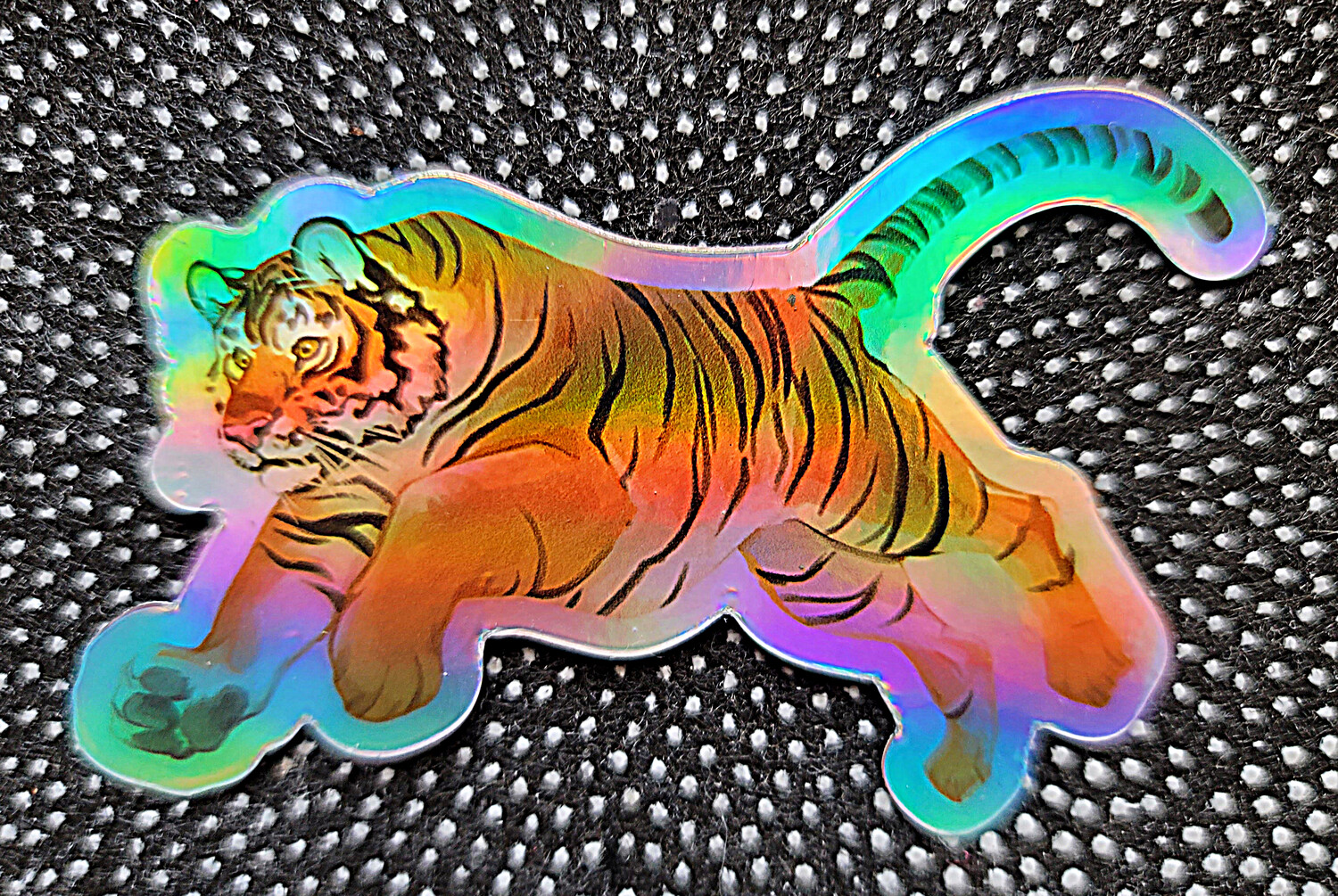 Jumping Tiger 3&quot; Holo Vinyl Sticker