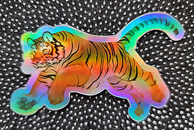 Jumping Tiger 3" Holo Vinyl Sticker