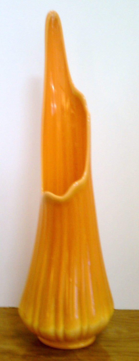 Viking Epic Orange Slag Glass Vase Wide Base