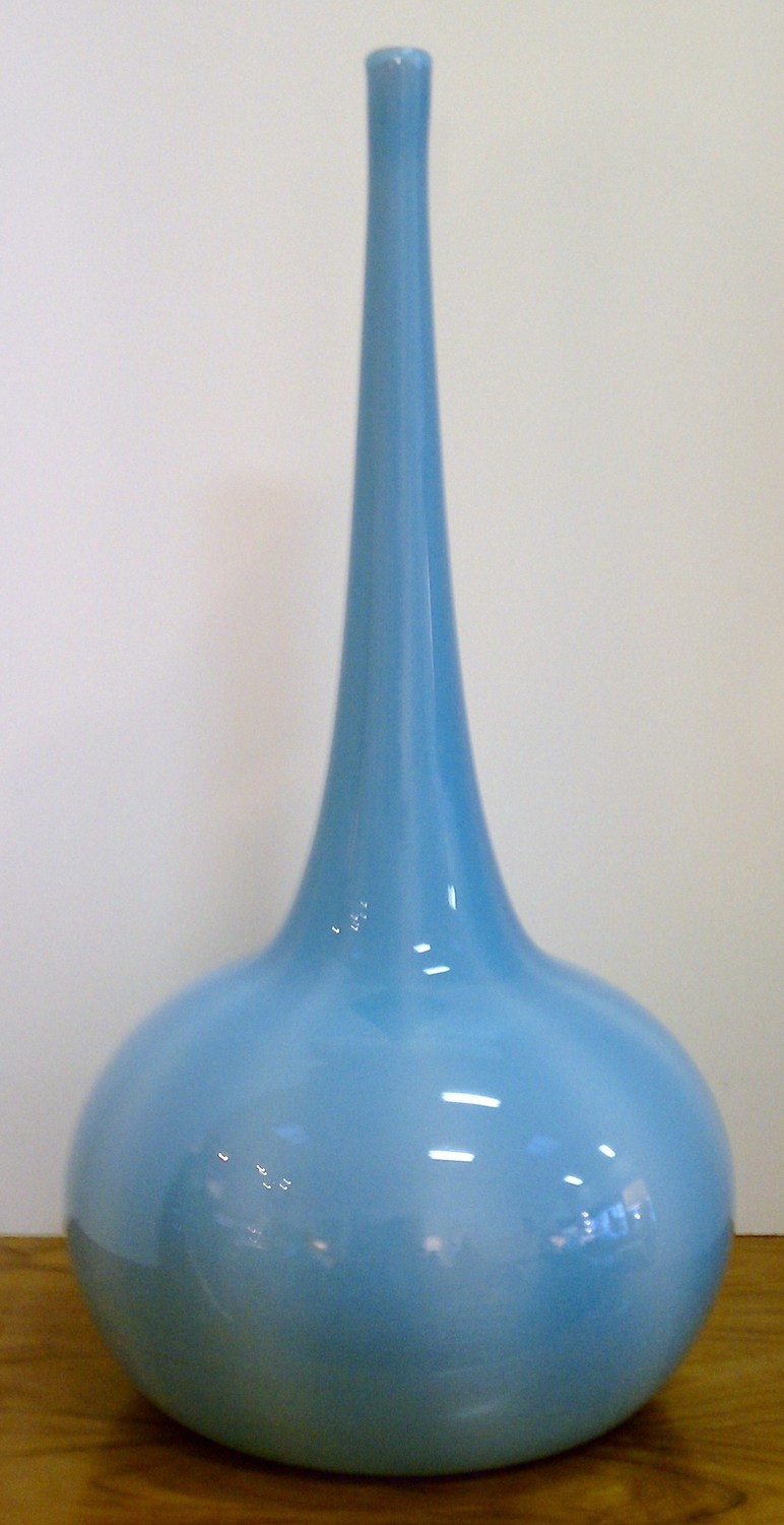 Blue Cased Glass Vase