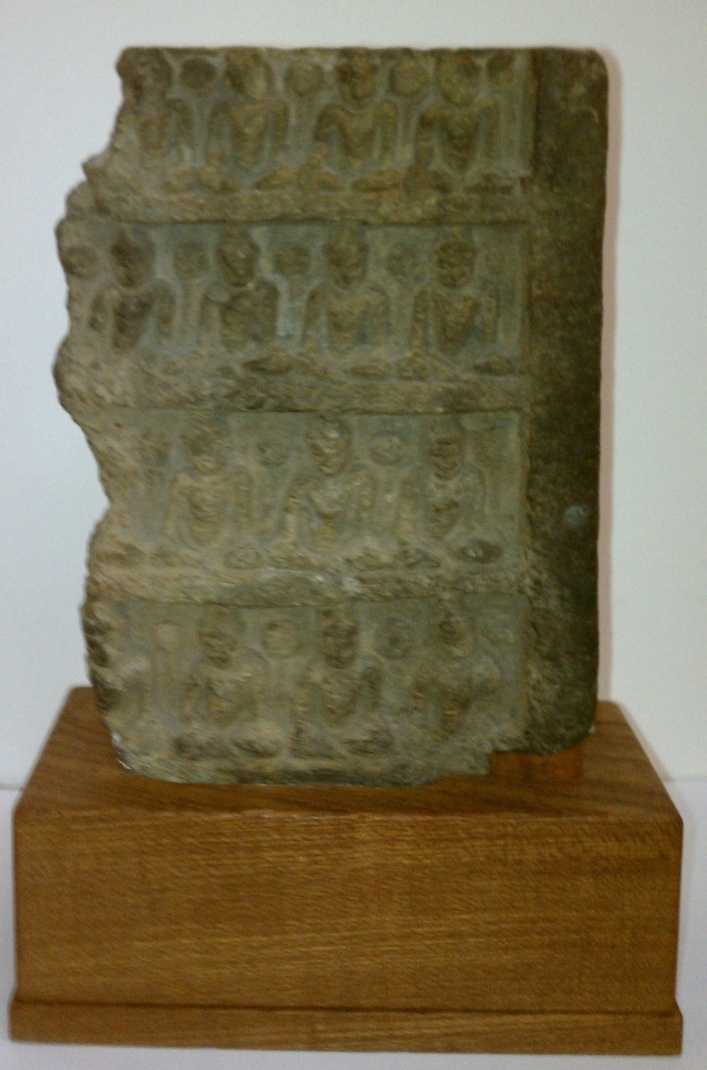 Buddha Relief Panel Fragment on Wood Base