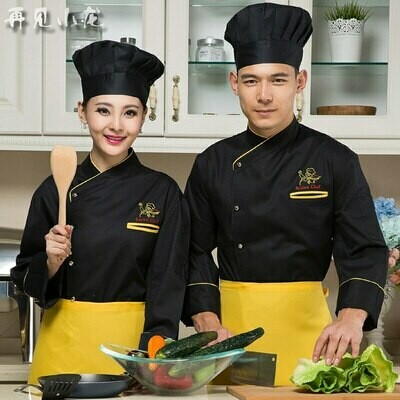 Hotel Chef Wear Long Sleeved Resturant Kitchen Chef Uniform Bread Baking Canteen Servers Working Wear Pluse Size B-5562