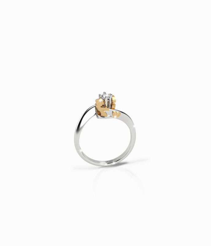 Anello solitario in oro bianco - gli inseparabili.LBB 223