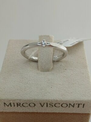 ​MIRCO VISCONTI Anello solitario in oro bianco 18kt con diamante ct0.06 colore G purezza VS.