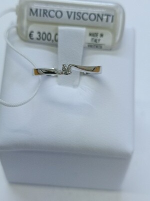 Mirco Visconti Anello solitario in oro bianco 18 kt con diamante ct 0.02 colore G purezza VS.