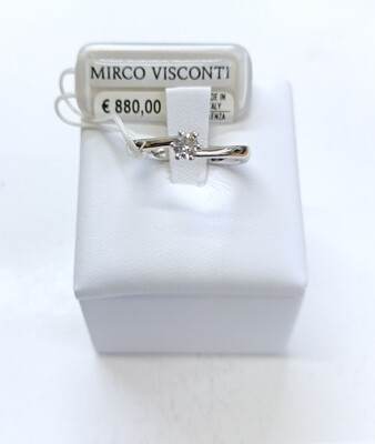 Mirco Visconti Anello solitario in oro bianco 18 kt con diamante ct 0.19 colore F purezza VS.