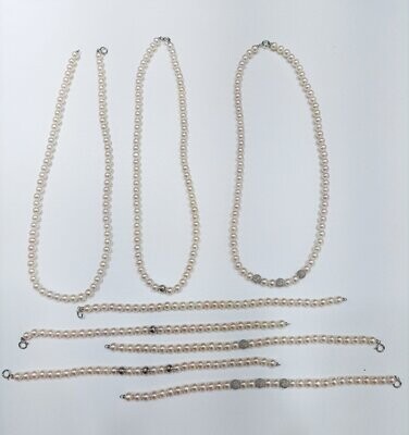 Bracciale di Perle, Filo semplice, Diametro 5.5/6 mm, Oro 18Carati