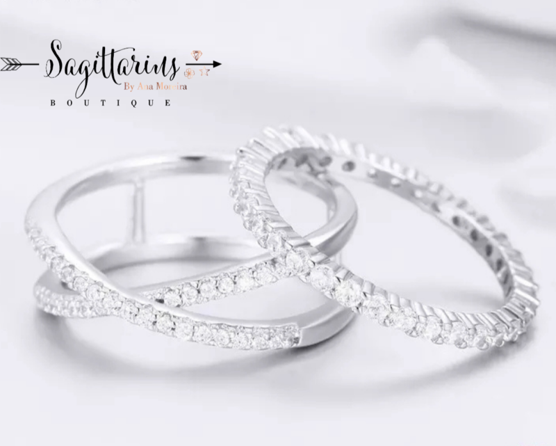 Conjunto Anel Cruzado c/ brilhantes