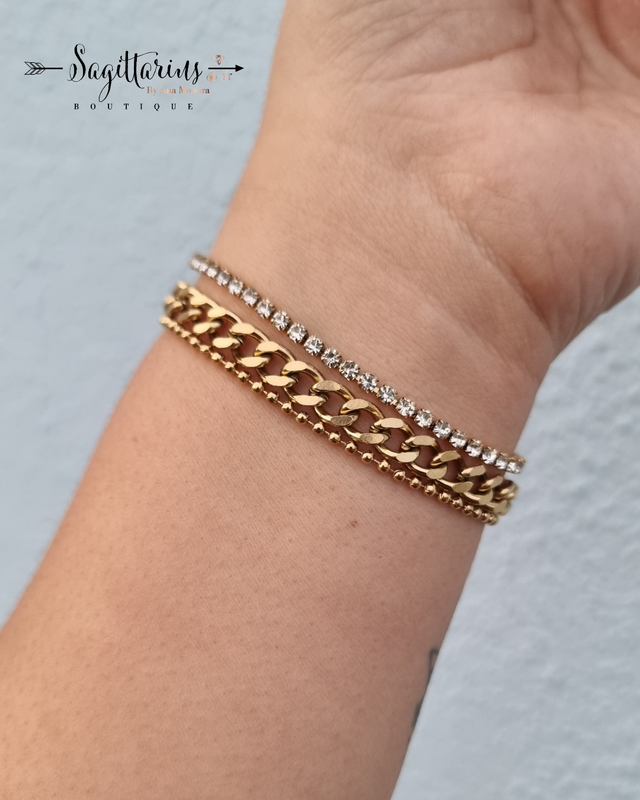 Pulseira Tripla com Brilhantes