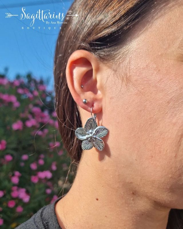 Brincos Flor Prateados