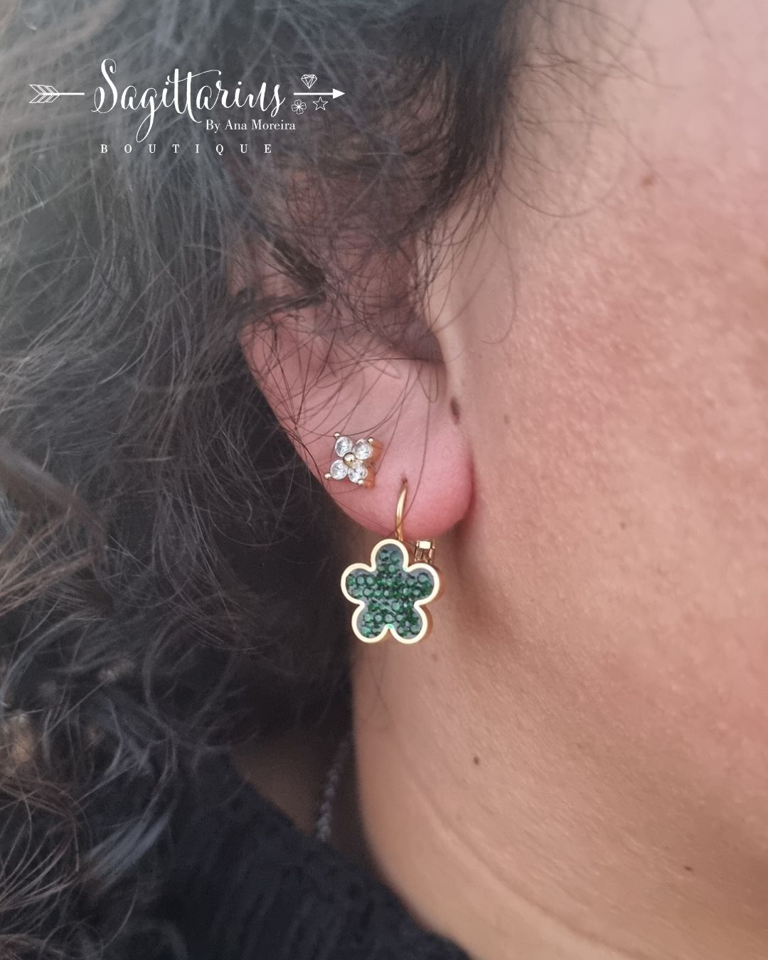 Brincos de Mola com brilhantes 