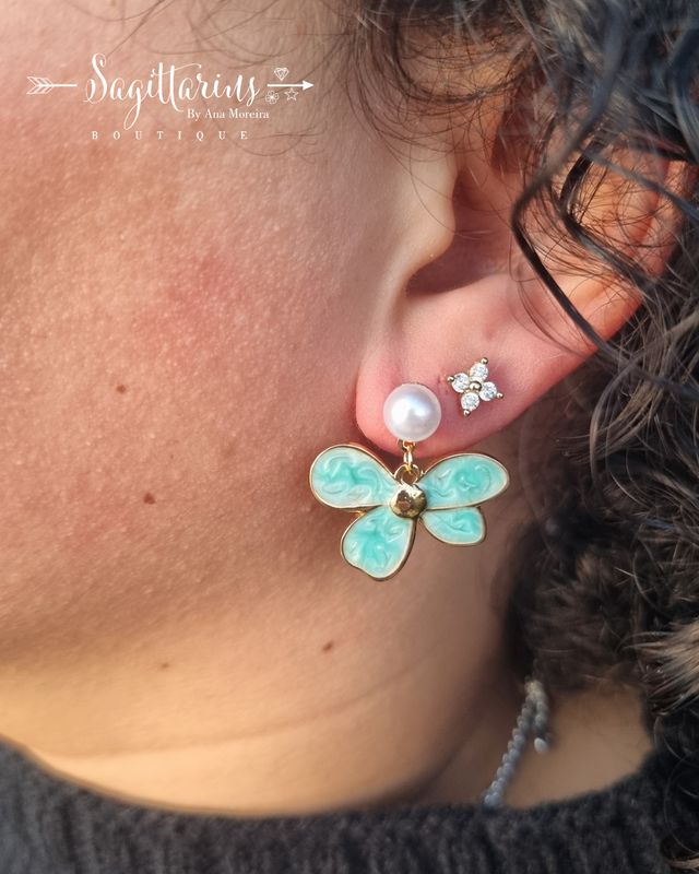 Brincos Borboleta com Pérola Brincos Borboleta com Pérola