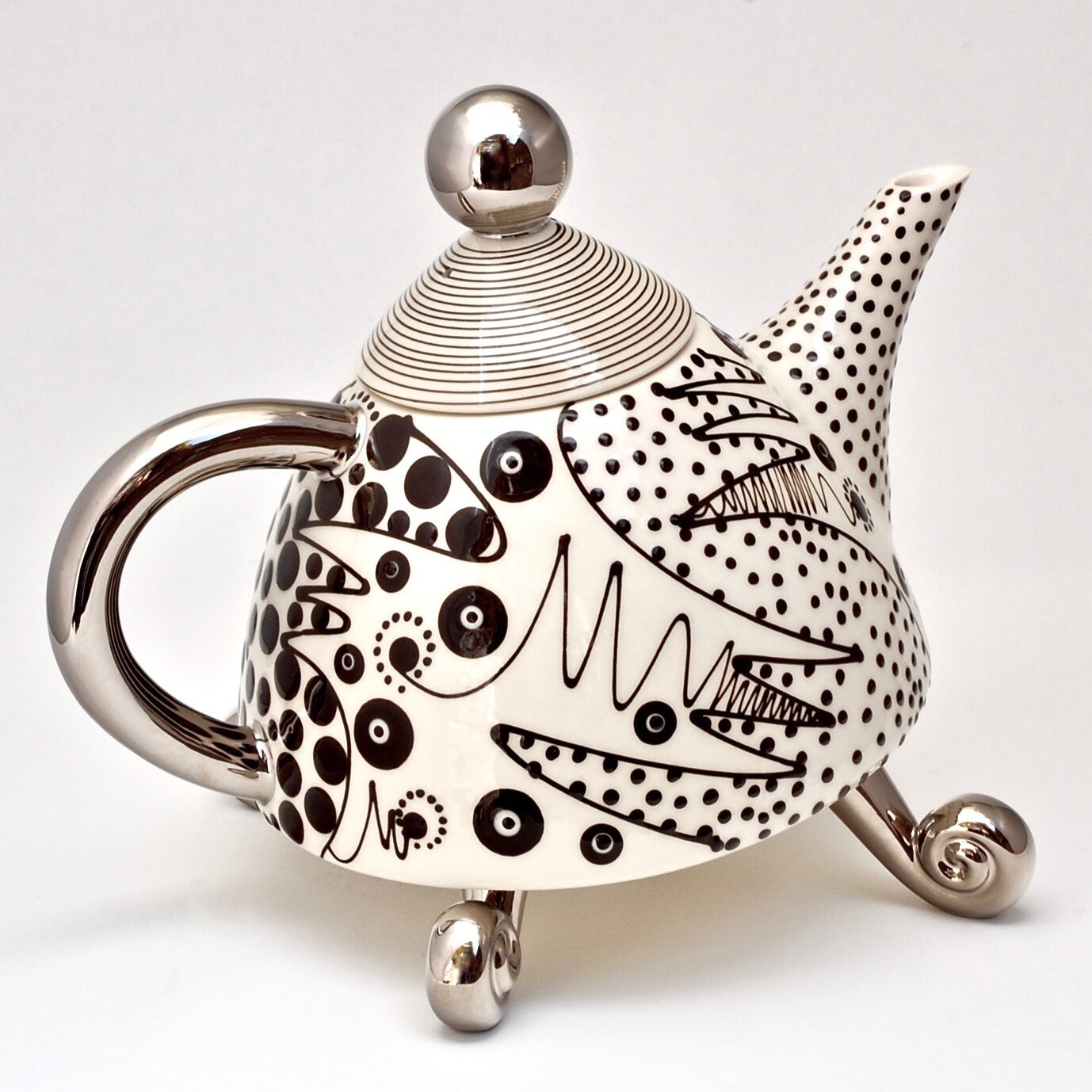 Dot and Wiggle Legged Teapot
