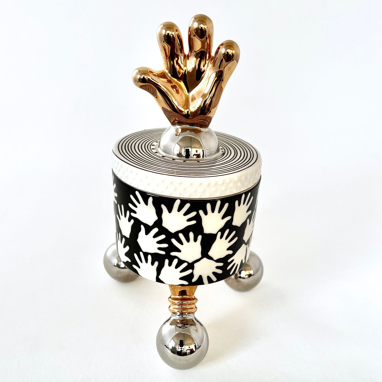 Jazz Hands Legged lidded container