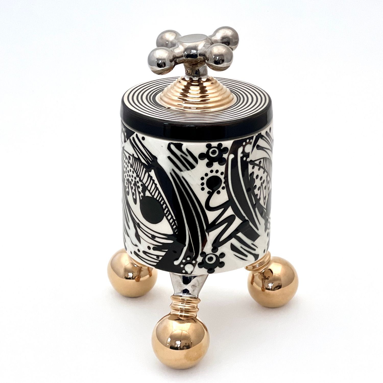 Tap Top Brushstroke Lidded Container on Legs