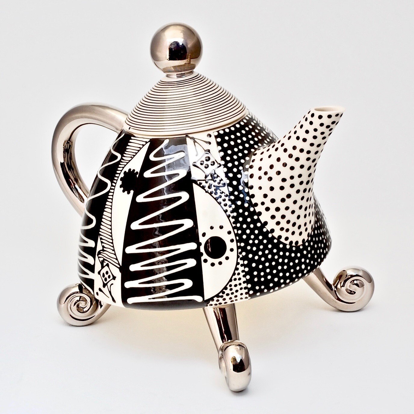 White Wiggle Legged Teapot