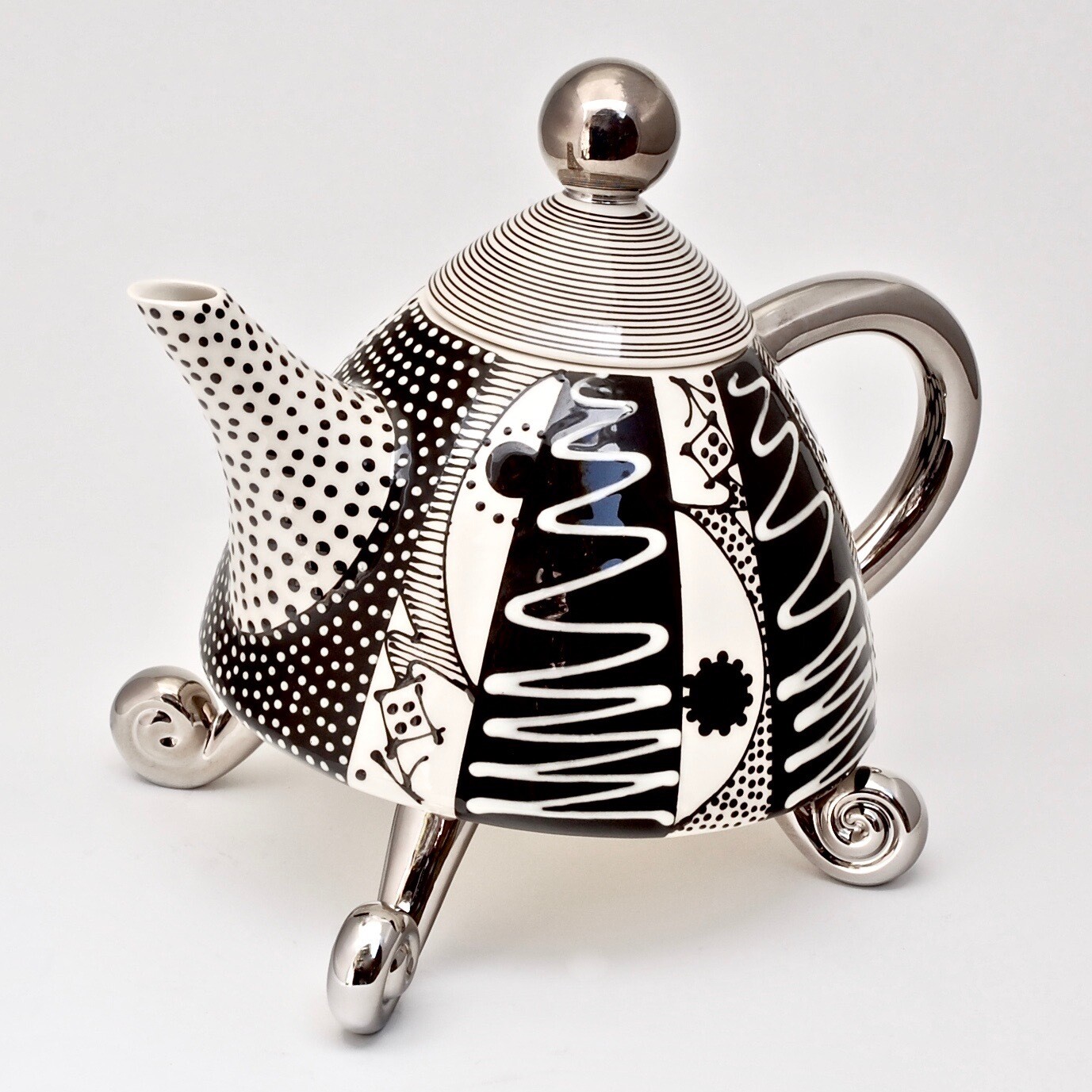 White Wiggle Legged Teapot