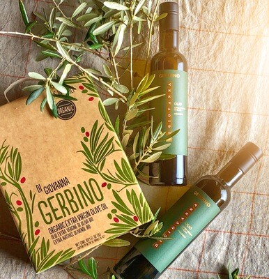 GERBINO Olio Extravergine di Oliva Biologico 1 Bag in Box da 3 Litri + 2 bottiglie  da 500 ml