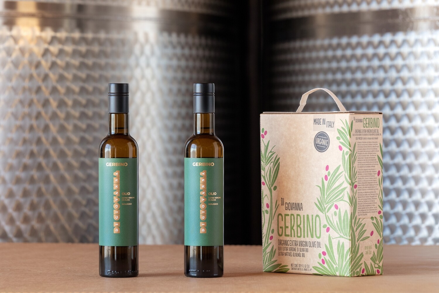 GERBINO Organic Olive Oil 3 Liter Box + 2 bottles (500 ml)