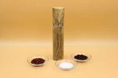 Gewürzmühle aus Pappel Maser mit Edelstahlring Gewürzmühle aus Pappel Maser mit Edelstahlring