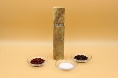 Gewürzmühle aus Pappel Maser mit Edelstahlring