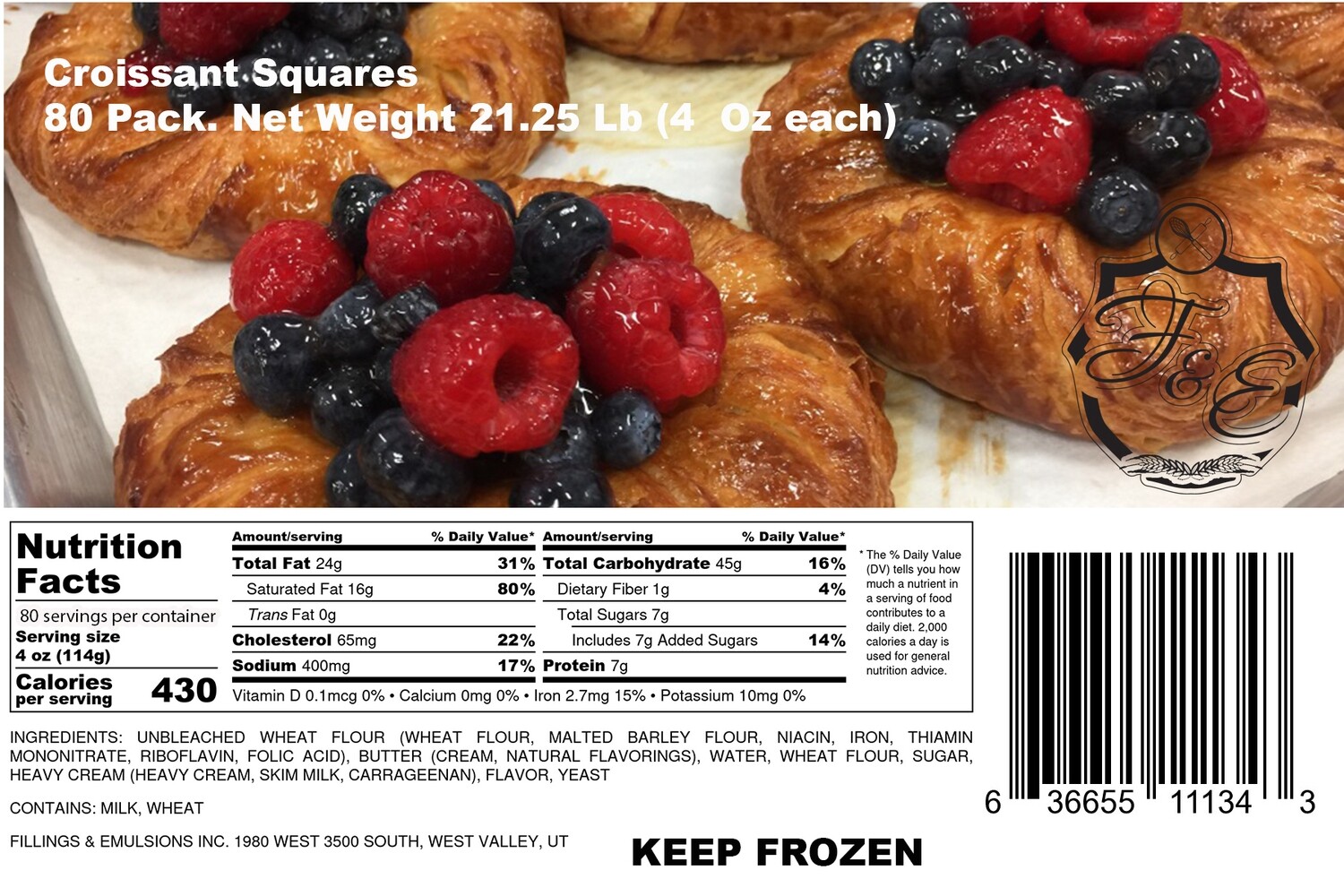100 Ct Frozen Square Croissant