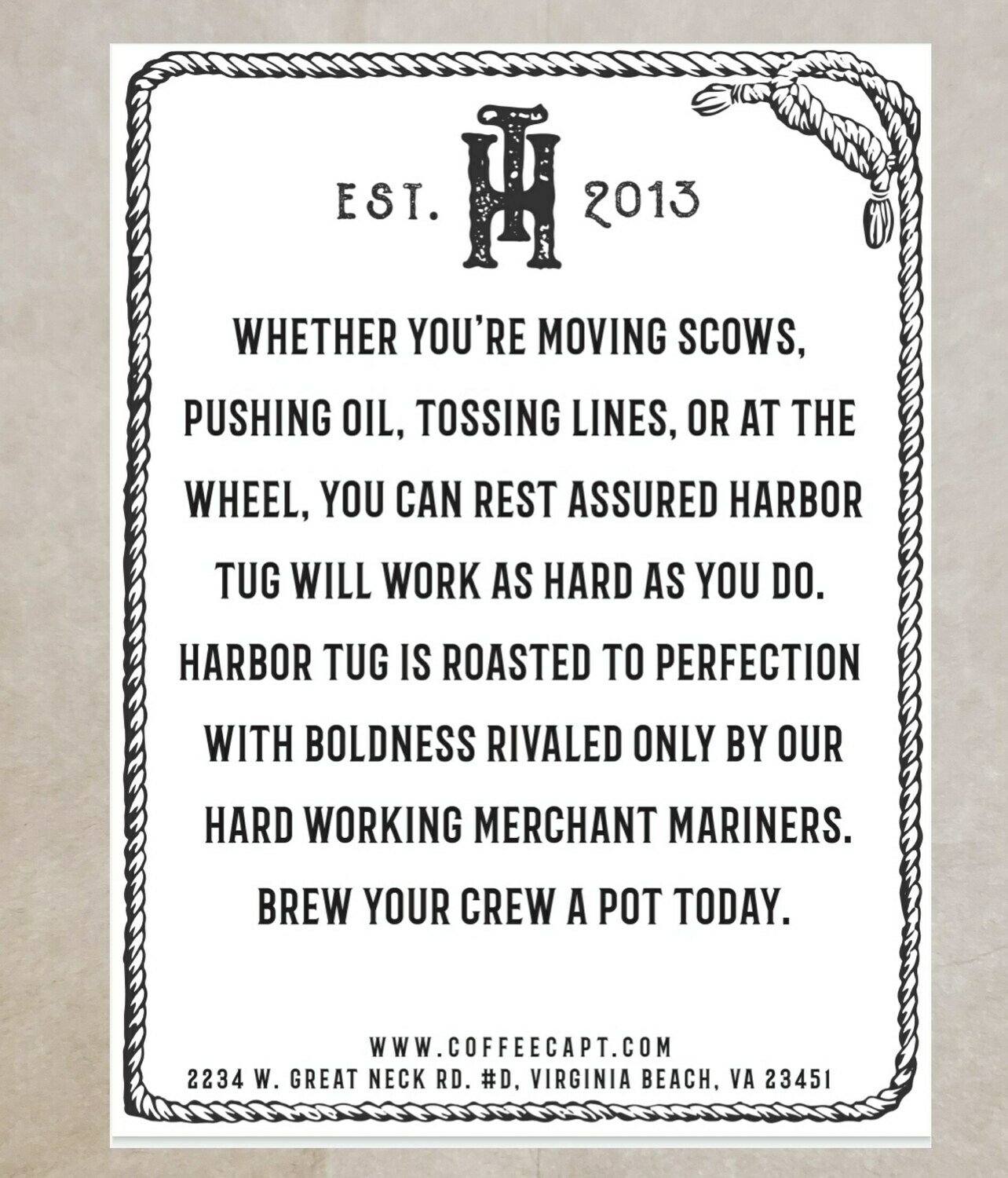 Harbor Tug Brand Coffee