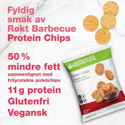 Herbalife Protein Chips Barbecue – fyldig røkt smak med 11 g protein, glutenfri og vegansk