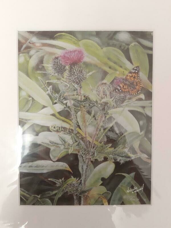 'Nature' is an Open edition print from the original acrylic painting of a painted lady butterfly, hand-painted by Natalie Mascall ©