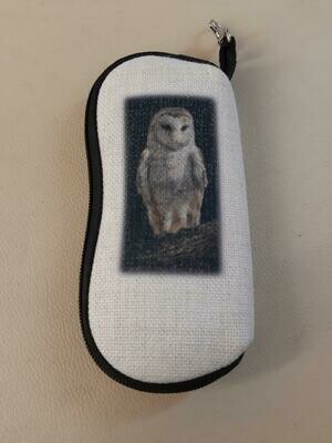 'Barn owl' printed on a glasses case, from the original pastel drawing by Natalie Mascall ©