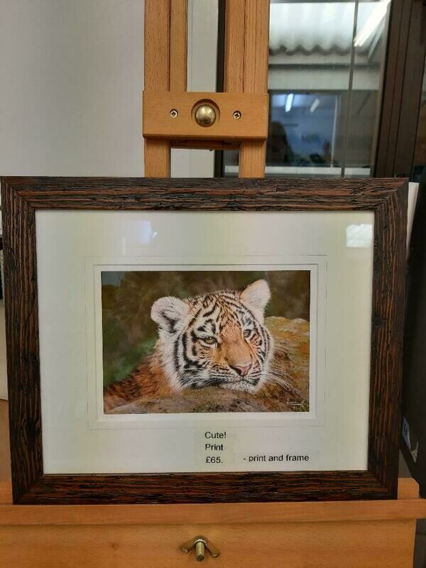 'Cute!' is a framed A5 size open edition giclee fine art print from the original pastel drawing by Natalie Mascall ©